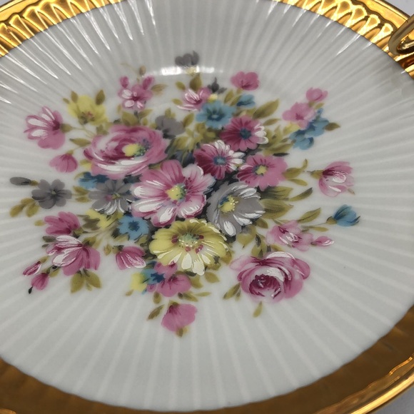 Vintage Gloria Fine Porcelain 5.5" Ecth Glanzgold Floral Plate W/ Golden Handle - Picture 2 of 5
